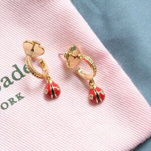 Kate Spade Nature Walk Ladybug Huggie Earrings - Gold & Red